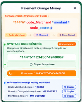 Paiement USSD ScolaPay